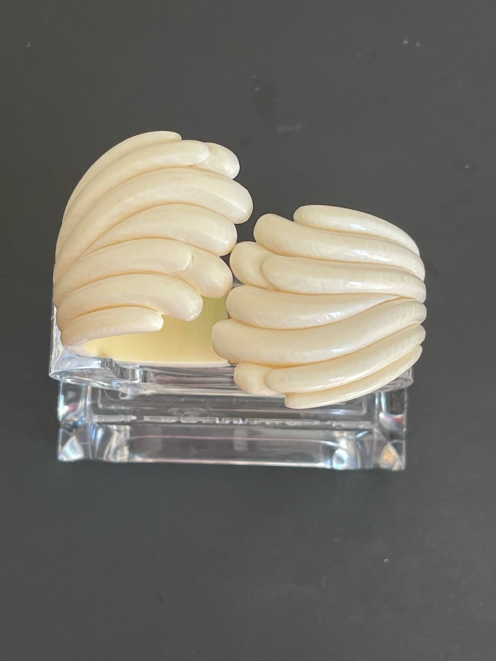 Vintage gold over silver hand carved genuine Ivory bangle bracelet. - Picture 4 of 14
